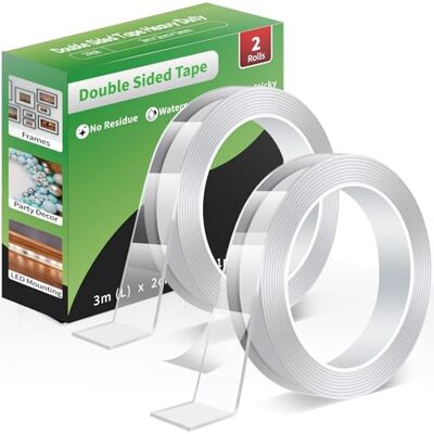 Euqvunn Nastro Biadesivo Extra Forte, Nano Nastro Adesivo Trasparente, Rimovibili e Resistente All'acqua, per Poster/Appendere a Muro/Tappeti, 2 Rotoli (3,0 m× 2,0 cm × 1 mm) Euqvunn Nastro Biadesivo Extra Forte, Nano Nastro Adesivo Trasparente, Rimovibili e Resistente All'acqua, per Poster/Appendere a Muro/Tappeti, 2 Rotoli (3,0 m× 2,0 cm × 1 mm)