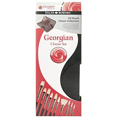 Daler Rowney Georgian astuccio con cerniera 10 pennelli assortiti in setola bianca e martora,manico lungo per pittura a olio Daler Rowney Georgian astuccio con cerniera 10 pennelli assortiti in setola bianca e martora,manico lungo per pittura a olio