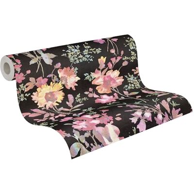 A.S. Création Livingwalls carta da parati TNT con motivo floreale in nero, rosa, verde e giallo – Carta da parati floreale romantica 10,05 m x 0,53 m di COSMOPOLITAN – A.S. Création Livingwalls carta da parati TNT con motivo floreale in nero, rosa, verde e giallo – Carta da parati floreale romantica 10,05 m x 0,53 m di COSMOPOLITAN –