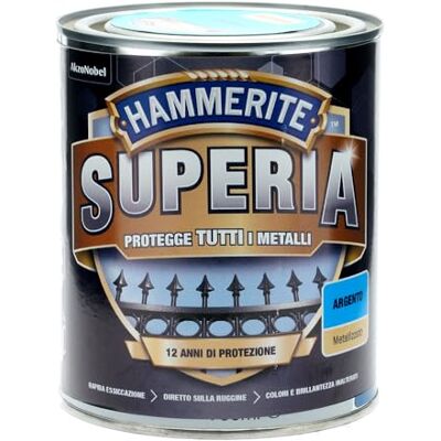 Hammerite Superia smalto metallo antiruggine interno e esterno, Metallizzato Argento, 750 ml Hammerite Superia smalto metallo antiruggine interno e esterno, Metallizzato Argento, 750 ml