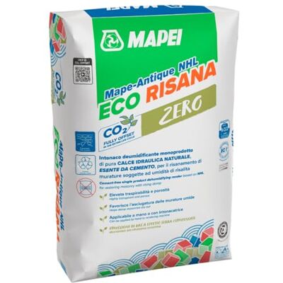 MAPEI Mape Antique NHL Eco Risana Intonaco Deumidificante in Polvere, Calce Idraulica Naturale, Risanamento Murature 20 kg MAPEI Mape Antique NHL Eco Risana Intonaco Deumidificante in Polvere, Calce Idraulica Naturale, Risanamento Murature 20 kg
