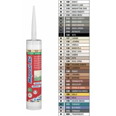 MAPEI Mapesil, sigillante in silicone resistente, non si deforma MAPEI Mapesil, sigillante in silicone resistente, non si deforma