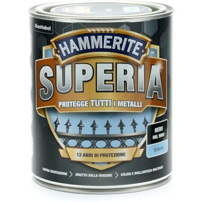 Hammerite Superia smalto metallo antiruggine interno e esterno,Brillante Nero, 750 ml Hammerite Superia smalto metallo antiruggine interno e esterno,Brillante Nero, 750 ml