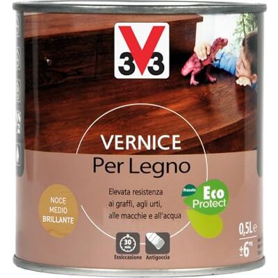 V33 Vernice per Legno Noce Medio Brillante 0,5L V33 Vernice per Legno Noce Medio Brillante 0,5L