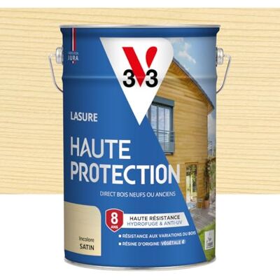 V33 Vernice per legno esterno incolore satinato, alta protezione 8 anni, alta resistenza idrorepellente e UV, resistente alle variazioni del legno, ecolabel, resina di origine vegetale, 5 l V33 Vernice per legno esterno incolore satinato, alta protezione 8 anni, alta resistenza idrorepellente e UV, resistente alle variazioni del legno, ecolabel, resina di origine vegetale, 5 l