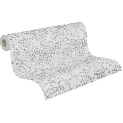 A.S. Création Carta da parati in tessuto non tessuto, motivo floreale, colore grigio, bianco, argento, -10,05 m x 0,53 m, di alta qualità, realizzata in Germania A.S. Création Carta da parati in tessuto non tessuto, motivo floreale, colore grigio, bianco, argento, -10,05 m x 0,53 m, di alta qualità, realizzata in Germania