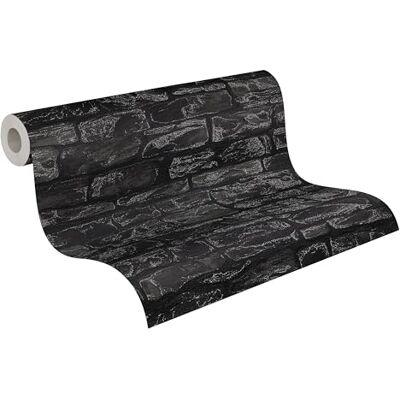 A.S. Création Carta da parati in tessuto non tessuto – Carta da parati in pietra naturale di colore nero, 10,05 m x 0,53 m A.S. Création Carta da parati in tessuto non tessuto – Carta da parati in pietra naturale di colore nero, 10,05 m x 0,53 m