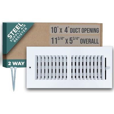 Handua Diffusore di alimentazione dell'aria a 2 vie in acciaio a 2 vie, 25,4 x 10,2 cm (larghezza x altezza), per pareti laterali e soffitti, colore bianco, dimensioni esterne: 29 x 14 cm (larghezza x Handua Diffusore di alimentazione dell'aria a 2 vie in acciaio a 2 vie, 25,4 x 10,2 cm (larghezza x altezza), per pareti laterali e soffitti, colore bianco, dimensioni esterne: 29 x 14 cm (larghezza x