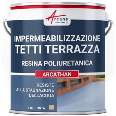 ARCANE INDUSTRIES Impermeabilizzazione Tetto Terrazza Piano, Resina e Pittura 4 kg Beige ARCANE INDUSTRIES Impermeabilizzazione Tetto Terrazza Piano, Resina e Pittura 4 kg Beige