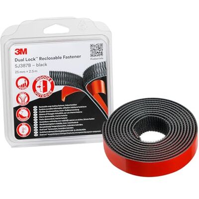 3M Sistema Di Fissaggio Richiudibile Dual Lock Sj387B Ottima Adesione Su Vernici A Polvere, Metalli, Vetro, Legno, Acrilico, Policarbonato, Abs 25Mm X 2.5M, 6.1Mm, Nero (1 Pezzo) 3M Sistema Di Fissaggio Richiudibile Dual Lock Sj387B Ottima Adesione Su Vernici A Polvere, Metalli, Vetro, Legno, Acrilico, Policarbonato, Abs 25Mm X 2.5M, 6.1Mm, Nero (1 Pezzo)