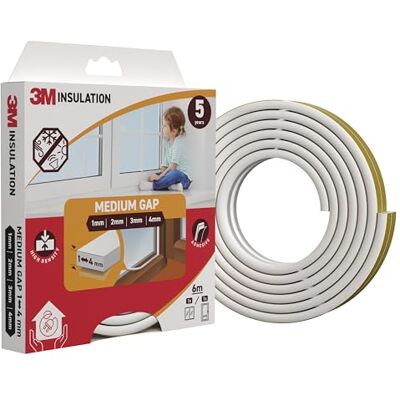 3M Guarnizione isolante in schiuma classica, 6 m, bianco, per fessure medie fino a 4 mm – guarnizione autoadesiva per finestre e porte, paraspifferi, protegge da freddo, caldo, polvere e rumore 3M Guarnizione isolante in schiuma classica, 6 m, bianco, per fessure medie fino a 4 mm – guarnizione autoadesiva per finestre e porte, paraspifferi, protegge da freddo, caldo, polvere e rumore