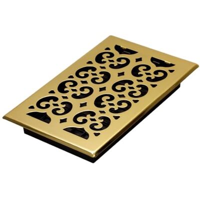 Decor Grates Scroll Design Registro da pavimento, finitura in ottone brillante, 15,2 x 25,4 cm Decor Grates Scroll Design Registro da pavimento, finitura in ottone brillante, 15,2 x 25,4 cm