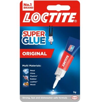 Loctite super colla universale/extra forte colla liquida per metallo, ceramica, plastica, gomma, pelle, legno una confezione da 3g, trasparente, 298449 Loctite super colla universale/extra forte colla liquida per metallo, ceramica, plastica, gomma, pelle, legno una confezione da 3g, trasparente, 298449