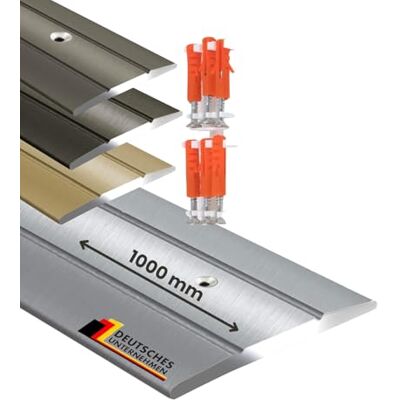 Floordirekt Profilo di transizione, listello di copertura per parquet, laminato, PVC e sughero, a forma di C, listello in alluminio (larghezza: 36 mm; lunghezza: 100 cm, colore argento, preforato) Floordirekt Profilo di transizione, listello di copertura per parquet, laminato, PVC e sughero, a forma di C, listello in alluminio (larghezza: 36 mm; lunghezza: 100 cm, colore argento, preforato)