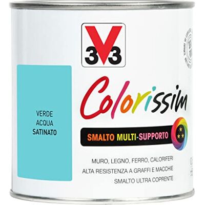 V33 Smalto Multisupporto Colorissim Verde Acqua 0,5 L V33 Smalto Multisupporto Colorissim Verde Acqua 0,5 L