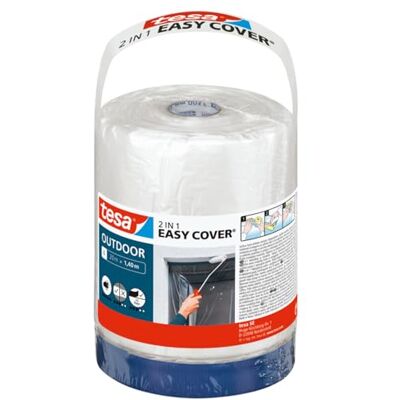 Tesa Easy Cover Outdoor Ricarica 2in1 con Pellicola e Nastro Adesivo in Tessuto-per mascherare e Coprire Durante i lavori di Pittura all'aperto-20 m x 1,4 cm, Trasparente, 20m x 1,40m Tesa Easy Cover Outdoor Ricarica 2in1 con Pellicola e Nastro Adesivo in Tessuto-per mascherare e Coprire Durante i lavori di Pittura all'aperto-20 m x 1,4 cm, Trasparente, 20m x 1,40m