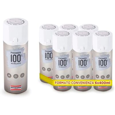 AREXONS Primer 100% Acrilico Fondo Aggrappante per Plastica, 6 x 400 ml Perfetta Adesione anche su Legno e Ceramica, Fondo Antiruggine AREXONS Primer 100% Acrilico Fondo Aggrappante per Plastica, 6 x 400 ml Perfetta Adesione anche su Legno e Ceramica, Fondo Antiruggine