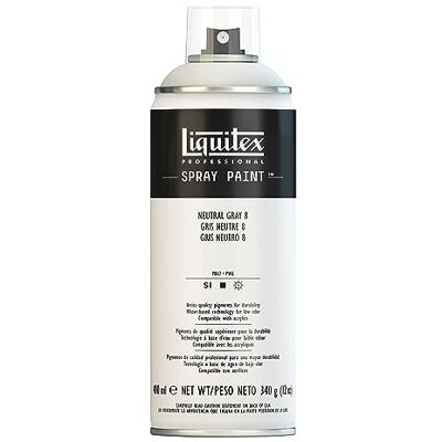 Liquitex Vernice Spray Professionale A Base D'acqua, Grigio Neutro 8, 400ml, 1 Pezzo Liquitex Vernice Spray Professionale A Base D'acqua, Grigio Neutro 8, 400ml, 1 Pezzo