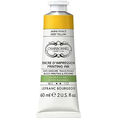 Lefranc Bourgeois Charbonnel, vernice per stampa in rame lavabile in acqua con eccellente resistenza alla luce, vegano, 100% privo di solventi, tubo da 60 ml, giallo scuro Lefranc Bourgeois Charbonnel, vernice per stampa in rame lavabile in acqua con eccellente resistenza alla luce, vegano, 100% privo di solventi, tubo da 60 ml, giallo scuro