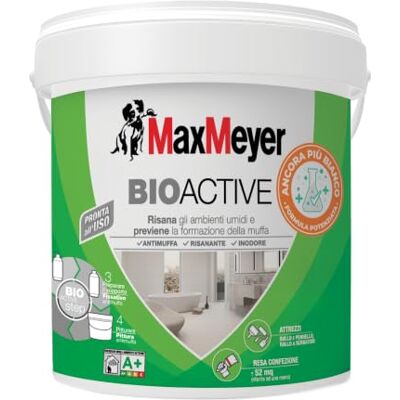 MAXMEYER Bioactive A+ Plus, Pittura Antimuffa per Interni, Bianco, 4L MAXMEYER Bioactive A+ Plus, Pittura Antimuffa per Interni, Bianco, 4L