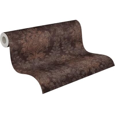 A.S. Création Carta da parati barocco – marrone, metallico – 10,05 x 0,53 m Carta senza stacco in look vintage usato – lucida con patina cangiante, si stacca a secco senza residui A.S. Création Carta da parati barocco – marrone, metallico – 10,05 x 0,53 m Carta senza stacco in look vintage usato – lucida con patina cangiante, si stacca a secco senza residui