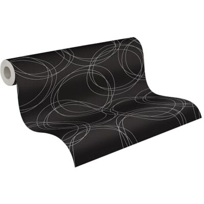 A.S. Création ATTRACTIVE 3 Carta da parati in tessuto non tessuto, motivo floreale e grafico, colori naturali, superficie strutturata, grafica, cerchi, 10,05 m x 0,53 m, nero/grigio, A.S. Création ATTRACTIVE 3 Carta da parati in tessuto non tessuto, motivo floreale e grafico, colori naturali, superficie strutturata, grafica, cerchi, 10,05 m x 0,53 m, nero/grigio,