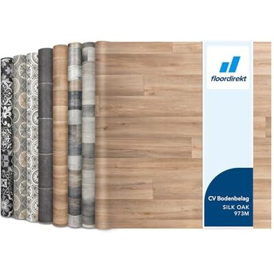 Floordirekt , Atlantic Silk Oak 973M Rivestimento per pavimenti in vinile, al metro su misura, per cucina e balcone, effetto legno, effetto piastrelle, robusto e facile da pulire, 100 x 300 cm Floordirekt , Atlantic Silk Oak 973M Rivestimento per pavimenti in vinile, al metro su misura, per cucina e balcone, effetto legno, effetto piastrelle, robusto e facile da pulire, 100 x 300 cm
