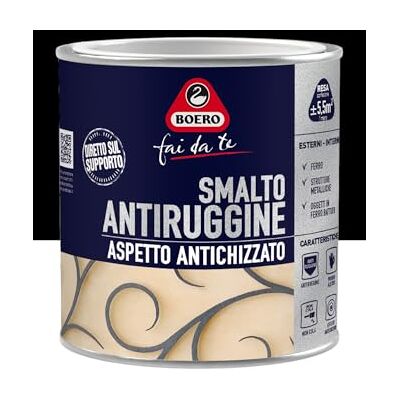 Boero Fai da Te, Smalto Antiruggine a Grana Grossa, per Ferro, per Interno/Esterno, Applicazione Diretta, Gel Antigoccia, Fondo + Finitura ed Alta Protezione, Colore Nero, Formato 0,5L Boero Fai da Te, Smalto Antiruggine a Grana Grossa, per Ferro, per Interno/Esterno, Applicazione Diretta, Gel Antigoccia, Fondo + Finitura ed Alta Protezione, Colore Nero, Formato 0,5L