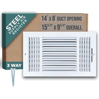 Handua Diffusore di alimentazione dell'aria in acciaio a 3 vie 35,6 x 20,3 cm (larghezza x altezza), griglia di ventilazione per pareti laterali e soffitti, colore bianco, dimensioni esterne: 30 cm di Handua Diffusore di alimentazione dell'aria in acciaio a 3 vie 35,6 x 20,3 cm (larghezza x altezza), griglia di ventilazione per pareti laterali e soffitti, colore bianco, dimensioni esterne: 30 cm di