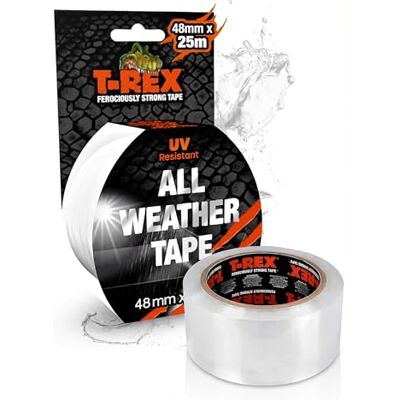 Rex All Weather Tape Nastro impermeabile per riparazioni extra forte per uso interno ed esterno trasparente e resistente alle intemperie 48 mm x 25 m Rex All Weather Tape Nastro impermeabile per riparazioni extra forte per uso interno ed esterno trasparente e resistente alle intemperie 48 mm x 25 m