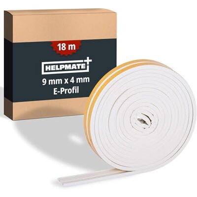 HELPMATE – Nastro sigillante autoadesivo per finestre e porte – Guarnizione per isolare fessure da 2 a 3,5 mm – Nastro 9 x 4 mm (Profilo E 18 metri Bianco) HELPMATE – Nastro sigillante autoadesivo per finestre e porte – Guarnizione per isolare fessure da 2 a 3,5 mm – Nastro 9 x 4 mm (Profilo E 18 metri Bianco)
