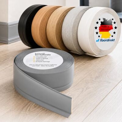 Floordirekt Battiscopa Oslo Tagliabile su misura, retro autoadesivo, battiscopa in PVC in molti colori, 50 x 15 mm, lunghezza 15 metri, grigio Floordirekt Battiscopa Oslo Tagliabile su misura, retro autoadesivo, battiscopa in PVC in molti colori, 50 x 15 mm, lunghezza 15 metri, grigio