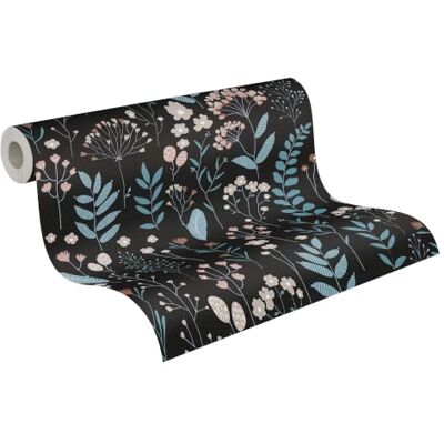 A.S. Création Attractive Carta da parati in tessuto non tessuto, motivo floreale e grafici, colori naturali, superficie strutturata, 10,05 m x 0,53 m, nero/rosa, 3 pezzi A.S. Création Attractive Carta da parati in tessuto non tessuto, motivo floreale e grafici, colori naturali, superficie strutturata, 10,05 m x 0,53 m, nero/rosa, 3 pezzi
