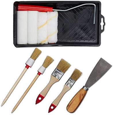 Relaxdays Kit da Pittura, con Rullo, Pennelli, Vaschetta Spatola, Vari Colori, 11 Pezzi Relaxdays Kit da Pittura, con Rullo, Pennelli, Vaschetta Spatola, Vari Colori, 11 Pezzi