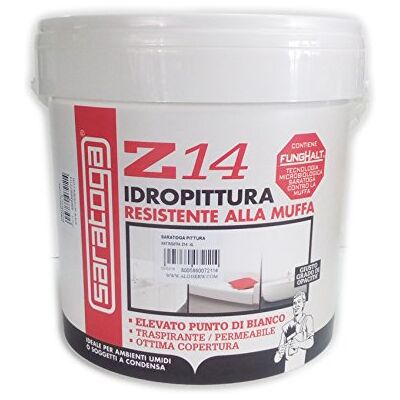 SARATOGA pittura idropittura antimuffa Z14 tecnologia FUNGHALT 4lt resa 48-56mq (1 mano) SARATOGA pittura idropittura antimuffa Z14 tecnologia FUNGHALT 4lt resa 48-56mq (1 mano)