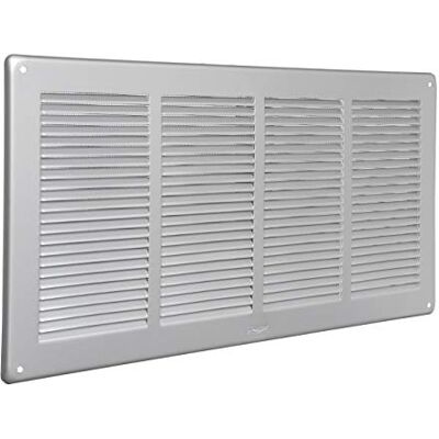 La Ventilazione GAL4424R Griglia di Ventilazione Rettangolare in Alluminio verniciato Argento da Sovrapporre con rete antinsetti, dimensioni 440x240 mm La Ventilazione GAL4424R Griglia di Ventilazione Rettangolare in Alluminio verniciato Argento da Sovrapporre con rete antinsetti, dimensioni 440x240 mm