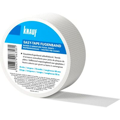 Knauf EASY-Tape Nastro di copertura per fughe per stabilizzare e stuccare fughe – Strisce di rinforzo autoadesive per stuccare lastre di cartongesso o pannelli in fibra di gesso, 48 mm x 45 m Knauf EASY-Tape Nastro di copertura per fughe per stabilizzare e stuccare fughe – Strisce di rinforzo autoadesive per stuccare lastre di cartongesso o pannelli in fibra di gesso, 48 mm x 45 m