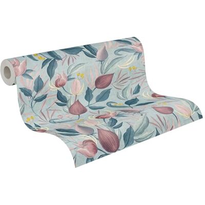 A.S. Création Livingwalls carta da parati TNT con motivo di fiori e foglie in blu, rosa e rosa – carta da parati floreale 10,05 m x 0,53 m di COSMOPOLITAN – A.S. Création Livingwalls carta da parati TNT con motivo di fiori e foglie in blu, rosa e rosa – carta da parati floreale 10,05 m x 0,53 m di COSMOPOLITAN –