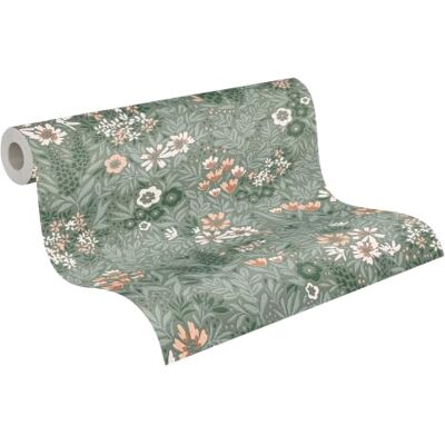 A.S. Création Attractive Carta da parati in tessuto non tessuto, motivo floreale e grafici, colori naturali, superficie strutturata, motivo floreale, 10,05 m x 0,53 m, verde/bianco A.S. Création Attractive Carta da parati in tessuto non tessuto, motivo floreale e grafici, colori naturali, superficie strutturata, motivo floreale, 10,05 m x 0,53 m, verde/bianco