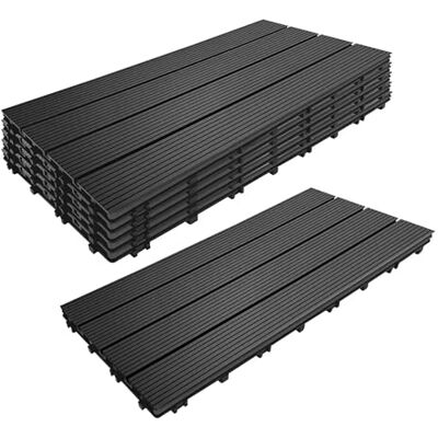 Relaxdays Piastrelle WPC 6pz 60x30, Esterni, Antiscivolo, Incastro 1,1m², Legno, Antracite Relaxdays Piastrelle WPC 6pz 60x30, Esterni, Antiscivolo, Incastro 1,1m², Legno, Antracite