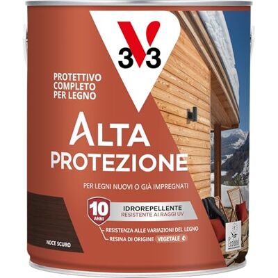 V33 Protettivo Completo per Legno BIO Alta Protezione all'Acqua Noce Scuro 2,5 L V33 Protettivo Completo per Legno BIO Alta Protezione all'Acqua Noce Scuro 2,5 L