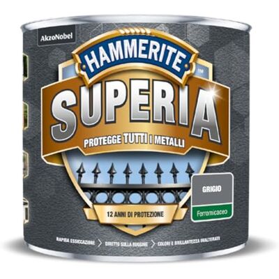Hammerite Superia smalto metallo antiruggine interno e esterno, Ferromicaceo Grigio, 2.5 L Hammerite Superia smalto metallo antiruggine interno e esterno, Ferromicaceo Grigio, 2.5 L