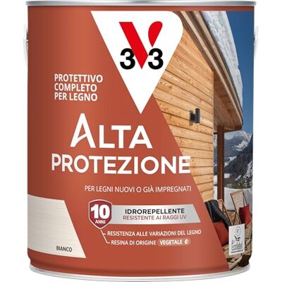 V33 Protettivo Completo per Legno BIO Alta Protezione all'Acqua Bianco 2,5 L V33 Protettivo Completo per Legno BIO Alta Protezione all'Acqua Bianco 2,5 L