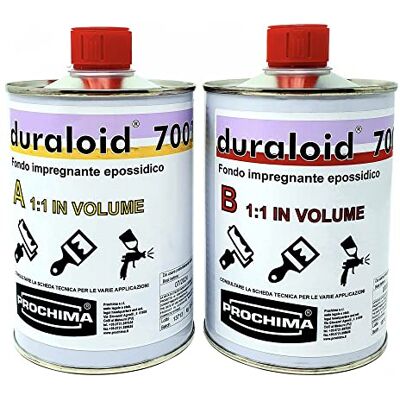 PROCHIMA , Duraloid 7001 A+B, Primer Fondo Epossidico Trasparente Bicomponente a Solvente, Impregnante non Pigmentato Caratterizzato da Elevata Fluidità, 1 Kg PROCHIMA , Duraloid 7001 A+B, Primer Fondo Epossidico Trasparente Bicomponente a Solvente, Impregnante non Pigmentato Caratterizzato da Elevata Fluidità, 1 Kg