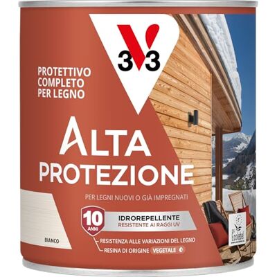 V33 Protettivo Completo per Legno BIO Alta Protezione all'Acqua Bianco 0,75 L V33 Protettivo Completo per Legno BIO Alta Protezione all'Acqua Bianco 0,75 L