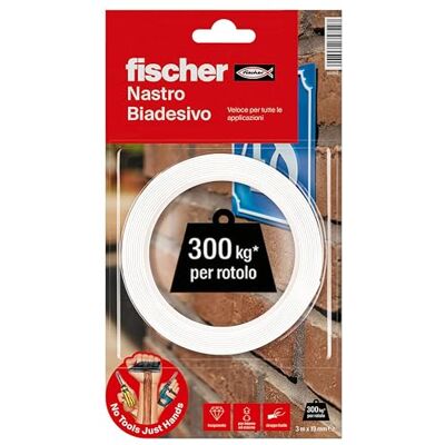 Fischer 3 Metri Nastro Biadesivo di Montaggio a Muro Extra Forte Fischer 3 Metri Nastro Biadesivo di Montaggio a Muro Extra Forte