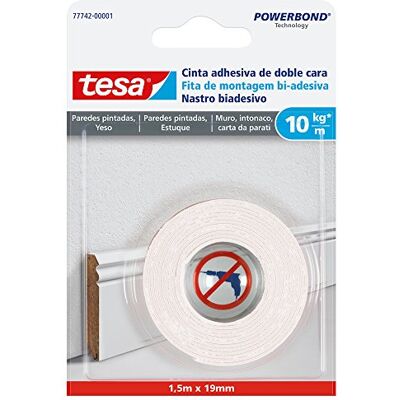 Tesa Nastro per Fissaggio Carta da Parati ed Intonaco, Bianco Tesa Nastro per Fissaggio Carta da Parati ed Intonaco, Bianco