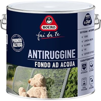 Boero Fai da Te, Antiruggine Fondo ad Acqua, Primer Universale per Ferro, Legno, Alluminio, PVC, Lamiera Zincata per Uso Interno ed Esterno, Formato da 2L Boero Fai da Te, Antiruggine Fondo ad Acqua, Primer Universale per Ferro, Legno, Alluminio, PVC, Lamiera Zincata per Uso Interno ed Esterno, Formato da 2L