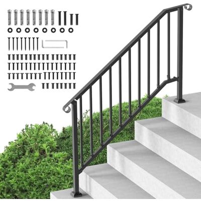 VEVOR Kit Corrimano per Gradini Esterni, Scale 5-6 Gradini, Ringhiere in Acciaio Carbonio di Transizione, con Kit Installazione, Corrimano per Anziani, Gradini in Cemento Portico, Tubo Retrò Nero VEVOR Kit Corrimano per Gradini Esterni, Scale 5-6 Gradini, Ringhiere in Acciaio Carbonio di Transizione, con Kit Installazione, Corrimano per Anziani, Gradini in Cemento Portico, Tubo Retrò Nero