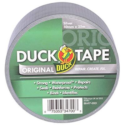 Duck Nastro adesivo originale color argento, 50 mm x 25 m. L'originale ad alta resistenza impermeabile gaffer e condotto adesivo panno di riparazione nastro Duck Nastro adesivo originale color argento, 50 mm x 25 m. L'originale ad alta resistenza impermeabile gaffer e condotto adesivo panno di riparazione nastro